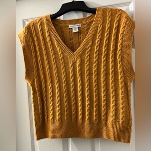 CUPCAKES and CASHMERE Cable Knit V-Neck Sweater Vest - ORANGE